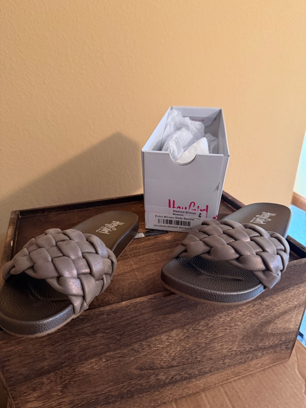 Braided Slide Sandal - Bronze Metallic